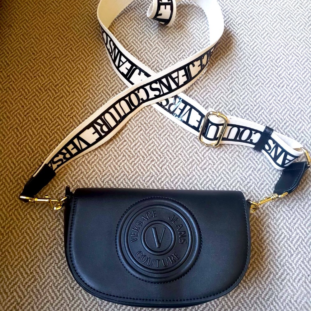 “SOLD” Brand New Black Versace Couture Crossbody Bag, Never Worn